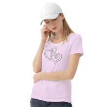 Load image into Gallery viewer, TI Amo I love you - Exclusive Brand - Carousel Pink - Double White Heart - Women&#39;s T shirt - Sizes XS-2XL
