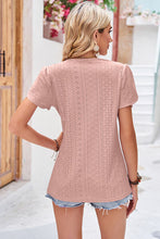 Load image into Gallery viewer, 6 Colors - Eyelet V-Neck Petal Sleeve T-Shirt
