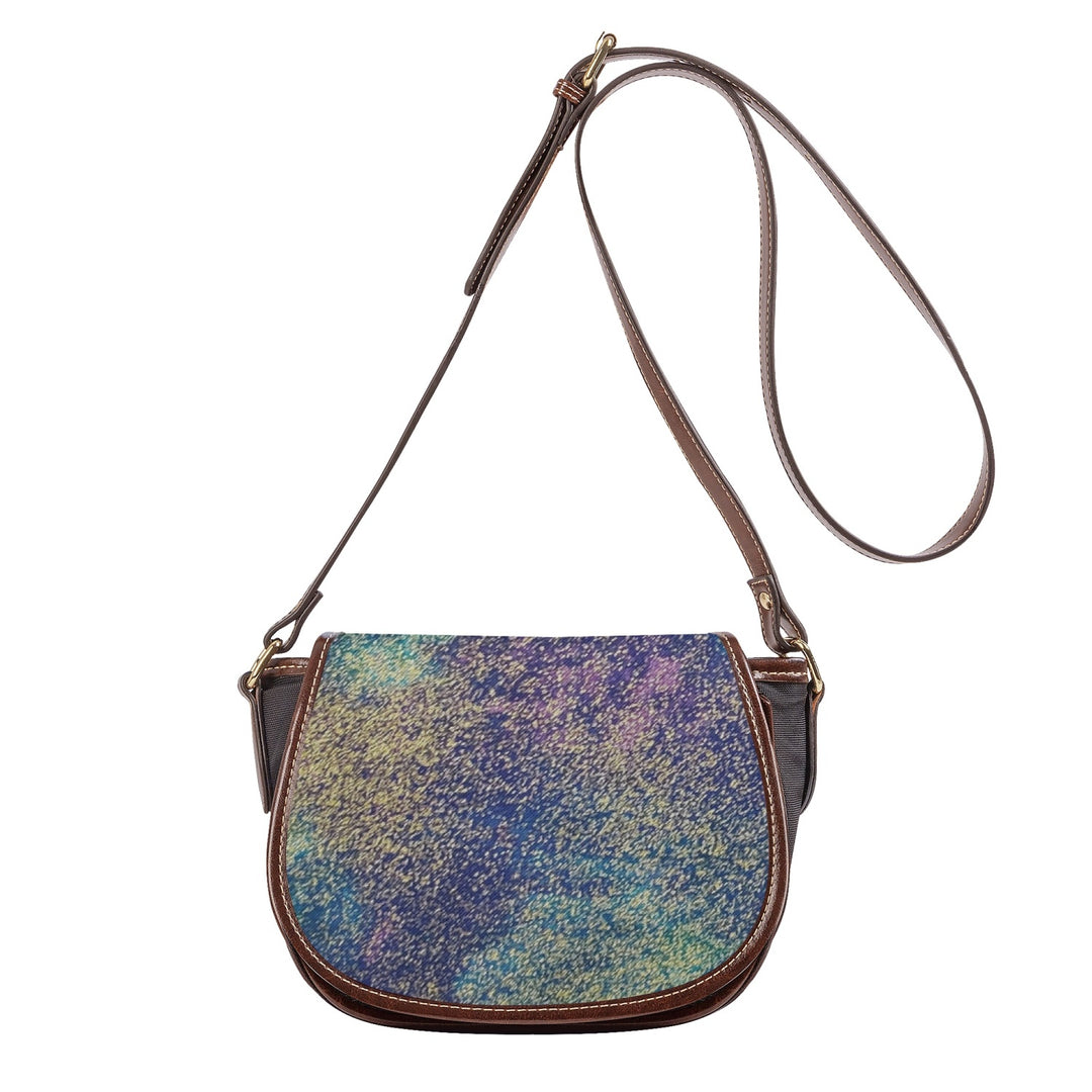 Ti Amo I love you - Exclusive Brand - Pastels with Gold Fleck - PU Leather Flap Saddle Bag