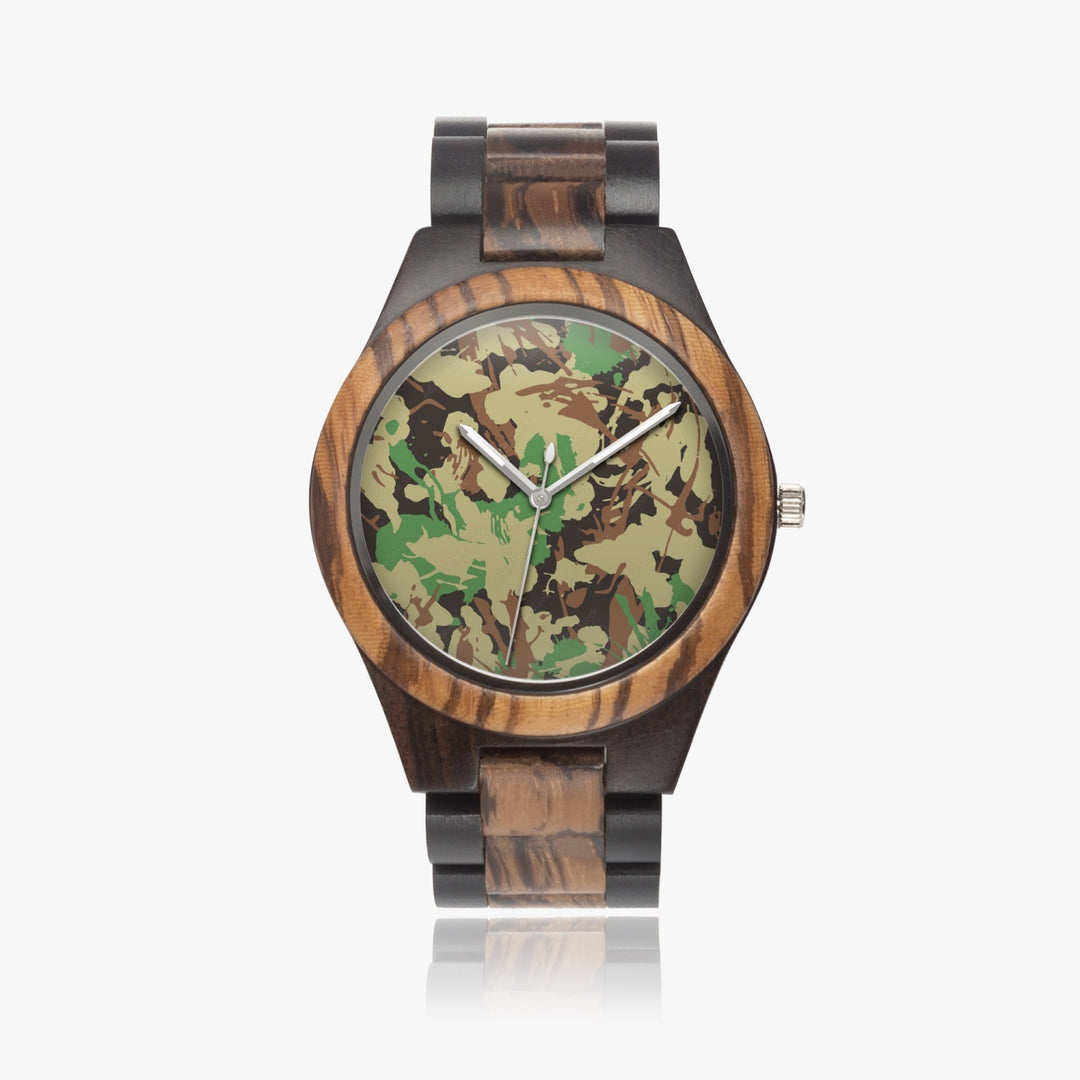 Ti Amo I love you - Exclusive Brand - Cool Camo - Mens Designer Pattern Indian Ebony Wood Watch 45mm