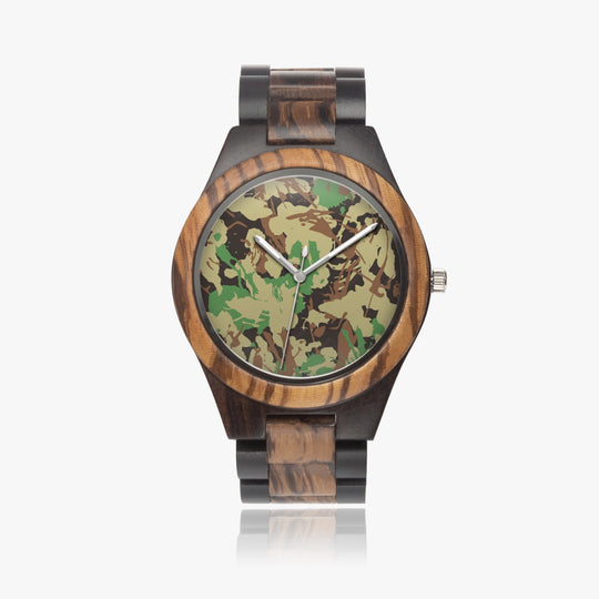 Ti Amo I love you - Exclusive Brand - Cool Camo - Mens Designer Pattern Indian Ebony Wood Watch 45mm