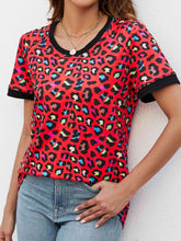 Load image into Gallery viewer, 4 Colors - Leopard Round Neck Short Sleeve Tee Shirt
