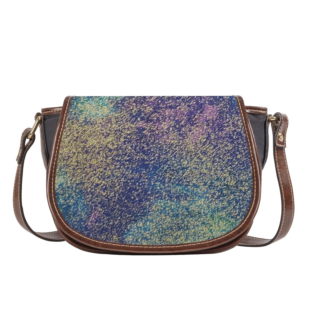 Ti Amo I love you - Exclusive Brand - Pastels with Gold Fleck - PU Leather Flap Saddle Bag One Size