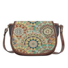 Load image into Gallery viewer, Ti Amo I love you - Exclusive Brand - Beige Mandalas - PU Leather Flap Saddle Bag One Size
