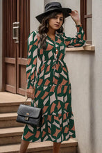 Load image into Gallery viewer, Printed Tied Pocketed Lantern Sleeve Dress
