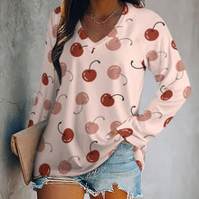 Load image into Gallery viewer, Ti Amo I love you - Exclusive Brand - Pink Cherries - Women&#39;s Long Sleeve Loose Tee - Sizes S-5XL
