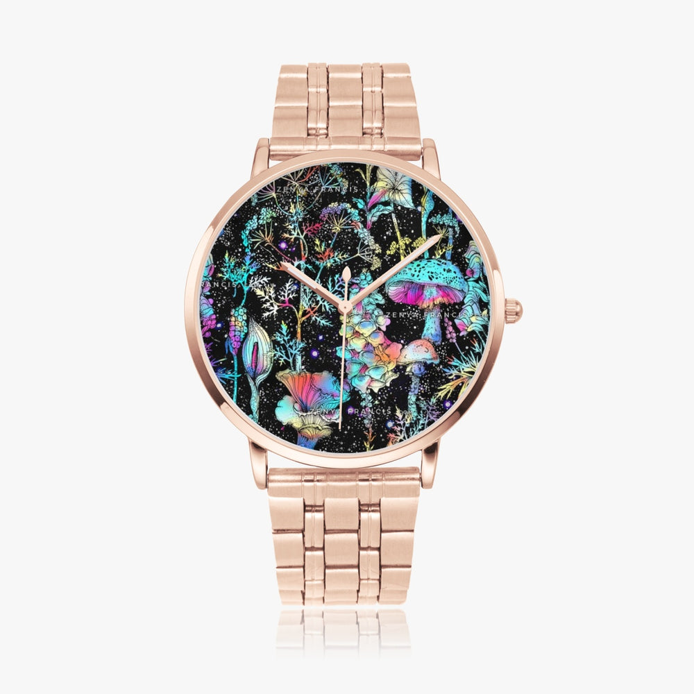 Ti Amo I love you - Exclusive Brand - Psychedelic Mushroom - Unisex Designer Instafamous Steel Strap Quartz Watch Gold 42mm