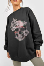 Load image into Gallery viewer, Womens - Simply Love - Black - Full Size Dropped Shoulder SKULL Graphic Sweatshirt
