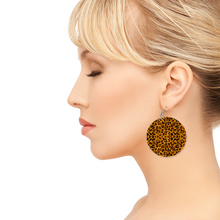 Load image into Gallery viewer, Ti Amo I love you Exclusive Brand - Fire Bush Leopard - Geometric Round Wooden Earrings
