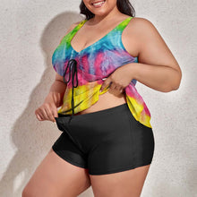 Load image into Gallery viewer, Ti Amo I love you - Exclusive Brand  - Rainbow Tie-Dye - Womens Plus Size Drawstring 2pc Swimsuit - Sizes XL-6XL
