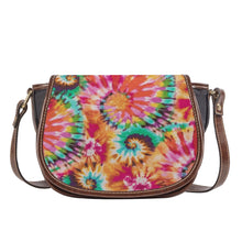 Load image into Gallery viewer, Ti Amo I love you - Exclusive Brand - Puerto Rico, Charm, Fire Bush, Razzmatazz - Tie-Dye - PU Leather Flap Saddle Bag One Size
