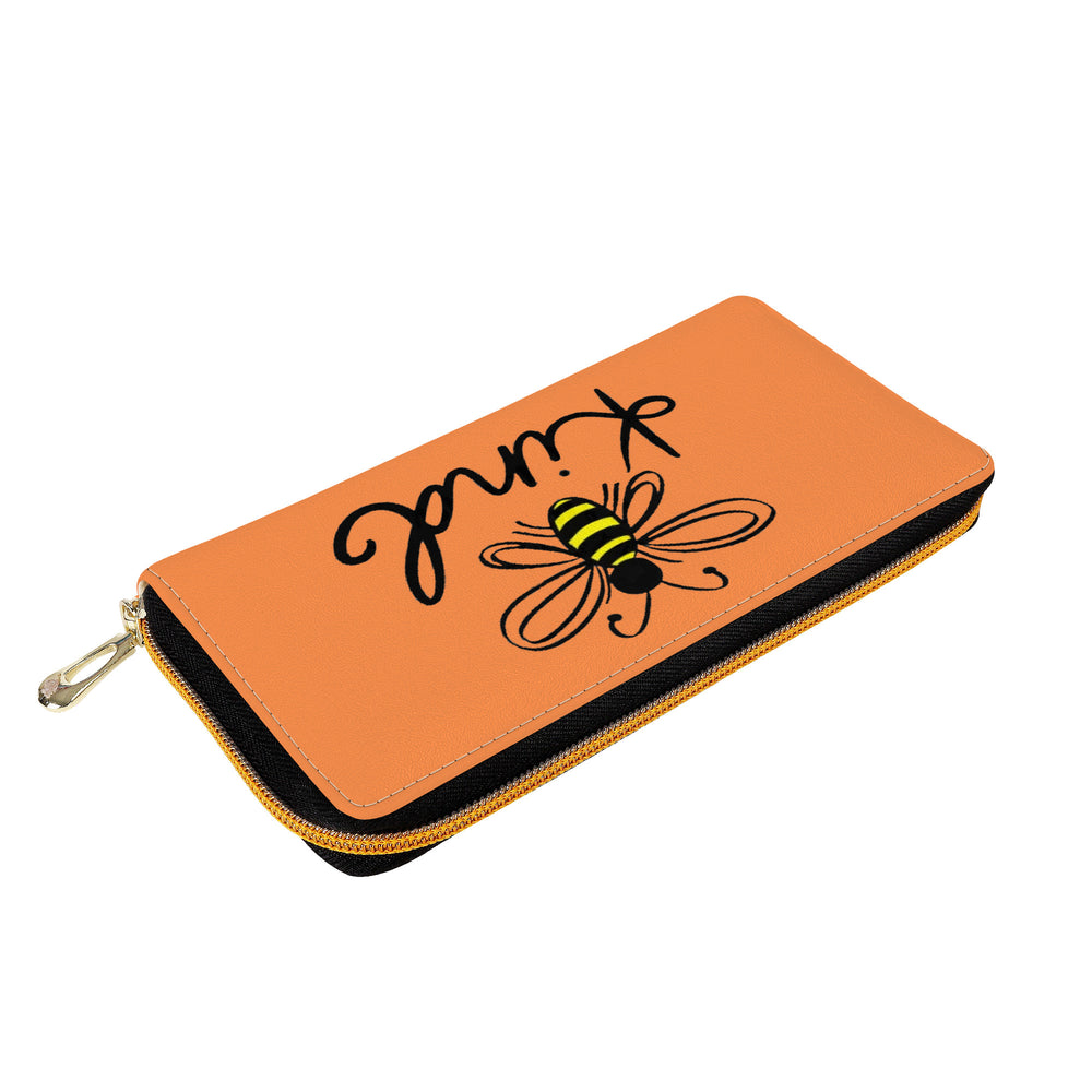 Ti Amo I love you - Exclusive Brand  - Coral - Bee Kind - Zipper Purse Clutch Bag