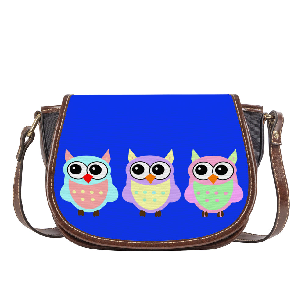 Ti Amo I love you - Exclusive Brand  - Blue Blue Eyes - 3 Owls -  Saddle Bag