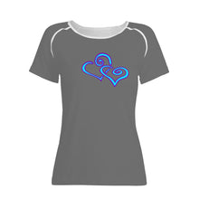 Load image into Gallery viewer, Ti Amo I love you - Exclusive Brand  - Dove Gray - Double Cyan Heart - Women&#39;s T shirt
