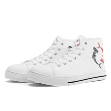 Load image into Gallery viewer, Ti Amo I love you - Exclusive Brand - White - Hannerhead Sharks - Womens High-Top Canvas Shoes - White Soles
