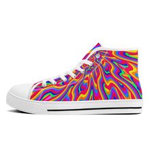 Load image into Gallery viewer, Ti Amo I love you - Exclusive Brand - Rainbow  - High-Top Canvas Shoes With Customized Tongue - White
