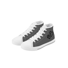 Load image into Gallery viewer, Ti Amo I love you - Exclusive Brand - Davy&#39;s Gray - Double Black Heart -  Kids High Top Canvas Shoes
