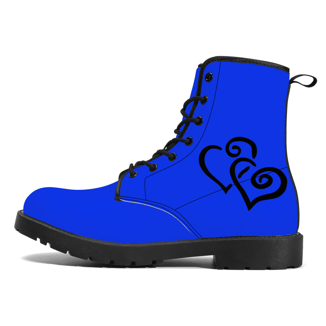 Ti Amo I love you Exclusive Brand - Blue Blue Eyes - Double Black Heart - Synthetic Leather Boots