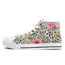 Load image into Gallery viewer, Ti Amo I love you  - Exclusive Brand  - Leopard &amp; Flowers - High-Top Canvas Shoes - White
