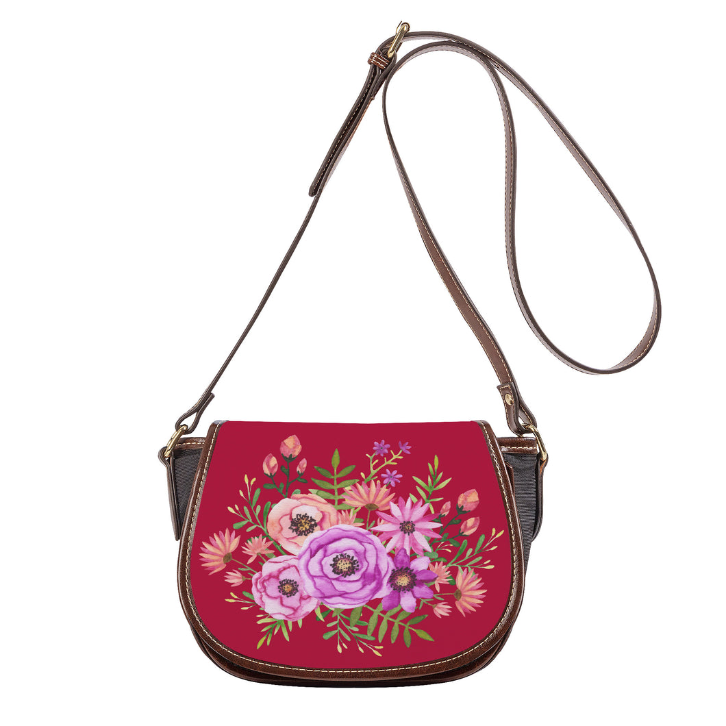 Ti Amo I love you - Exclusive Brand - Cardinal - Pink Floral -  Saddle Bag