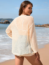 Load image into Gallery viewer, Openwork Dropped Shoulder Long Sleeve Cover-Up
