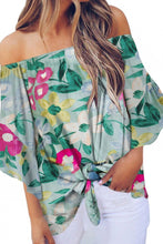 Load image into Gallery viewer, Tied Printed Off-Shoulder Half Sleeve Blouse
