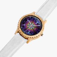 Load image into Gallery viewer, Ti Amo I love you - Exclusive Brand - Purple Floral Pattern - Womens Designer Italian Olive Wood Watch - Leather Strap
