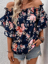 Load image into Gallery viewer, Printed Off-Shoulder Flounce Sleeve Blouse
