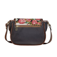 Load image into Gallery viewer, Ti Amo I love you - Exclusive Brand - Pink Roses with Gold Chain - PU Leather Flap Saddle Bag
