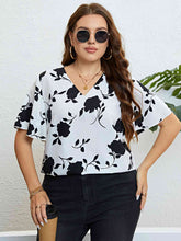 Load image into Gallery viewer, Floral V-Neck Flutter Sleeve Blouse
