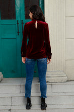 Load image into Gallery viewer, Cutout Puff Sleeve Velvet Blouse
