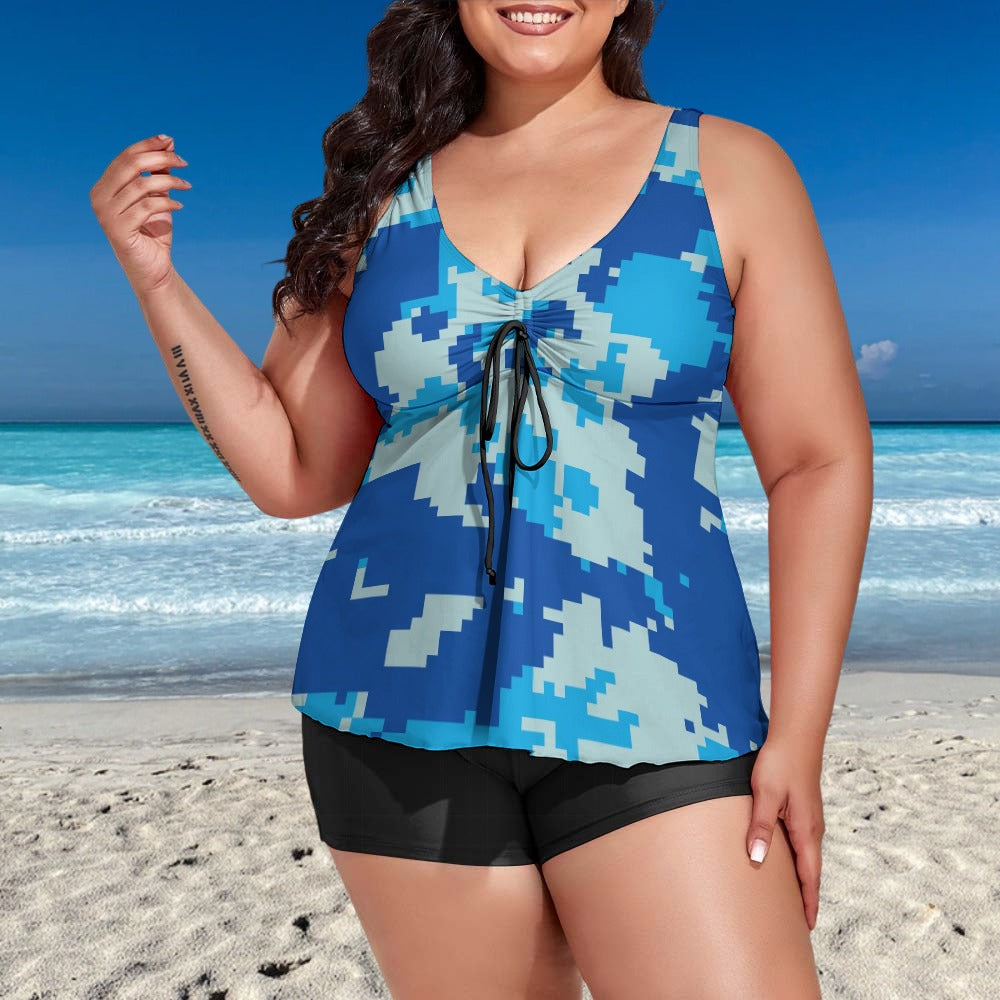 Ti Amo I love you - Exclusive Brand - Women's Plus Size 2pc Drawstring Swimsuit - Sizes XL-6XL