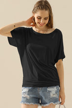 Load image into Gallery viewer, Ninexis Boat Neck Short Sleeve Ruched Side Top
