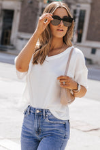 Load image into Gallery viewer, Waffle-Knit V-Neck Dropped Shoulder Blouse - Ti Amo I love you
