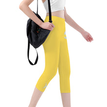 Load image into Gallery viewer, Ti Amo I love you - Exclusive Brand - Mustard Yellow - Angry Fish - Capri Yoga Leggings - Sizes XS-3XL
