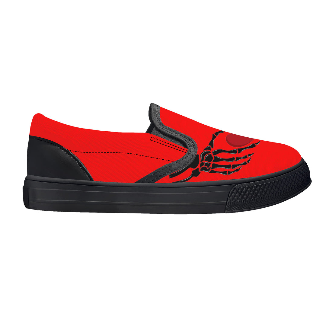Ti Amo I love you - Exclusive Brand  - Red - Skeleton Hands with Heart  - Kids Slip-on shoes - Black Soles