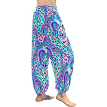 Load image into Gallery viewer, Ti Amo I love you  - Exclusive Brand  - Purple &amp; Teal Floral Pattern - Women&#39;s Harem Pants
