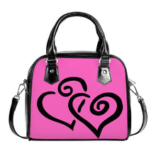 Load image into Gallery viewer, Ti Amo I love you - Exclusive Brand  - Hot Pink - Double Black Heart -  Shoulder Handbag
