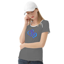 Load image into Gallery viewer, Ti Amo I love you - Exclusive Brand  - Dove Gray - Double Cyan Heart - Women&#39;s T shirt
