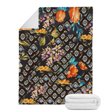 Load image into Gallery viewer, Ti Amo I love you - Exclusive Brand- Bistre with Wedgewood &amp; Hot Cinnamon Floral Pattern - Micro Fleece Blankets
