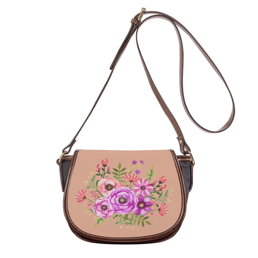 Ti Amo I love you - Exclusive Brand - Almost Apricot - Floral Bouquet - Saddle Bag