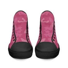 Load image into Gallery viewer, Ti Amo I love you - Exclusive Brand - Pink/ Hot Pink Camouflage - High-Top Canvas Shoes - Black
