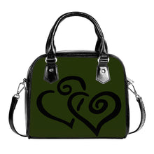 Load image into Gallery viewer, Ti Amo I love you - Exclusive Brand - Forest Green - Double Black Heart -  Shoulder Handbag
