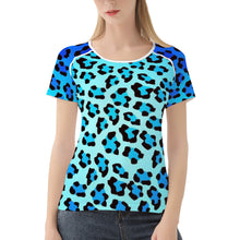 Load image into Gallery viewer, Ti Amo I love you - Exclusive Brand  - Curious Blue / Bright Turquoise  / Ice Cold Leopard - Women&#39;s T shirt
