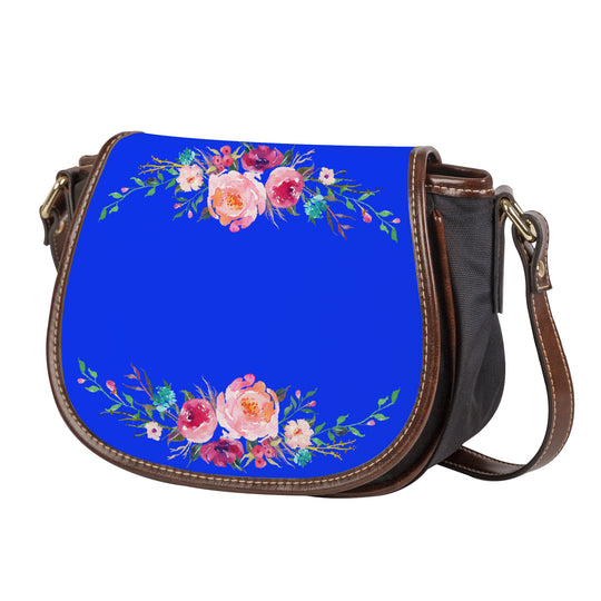 Ti Amo I love you - Exclusive Brand - Blue Blue Eyes - Front & Top Floral Swag - Saddle Bag