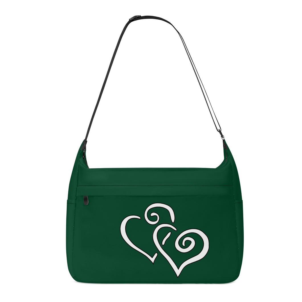 Ti Amo I love you - Exclusive Brand - British Racing Green - Double White Heart - Journey Computer Shoulder Bag