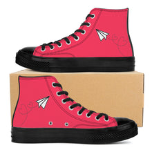 Load image into Gallery viewer, Ti Amo I love you - Exclusive Brand - Radical Red - Paper Airplane - High Top Canvas Shoes - Black Soles
