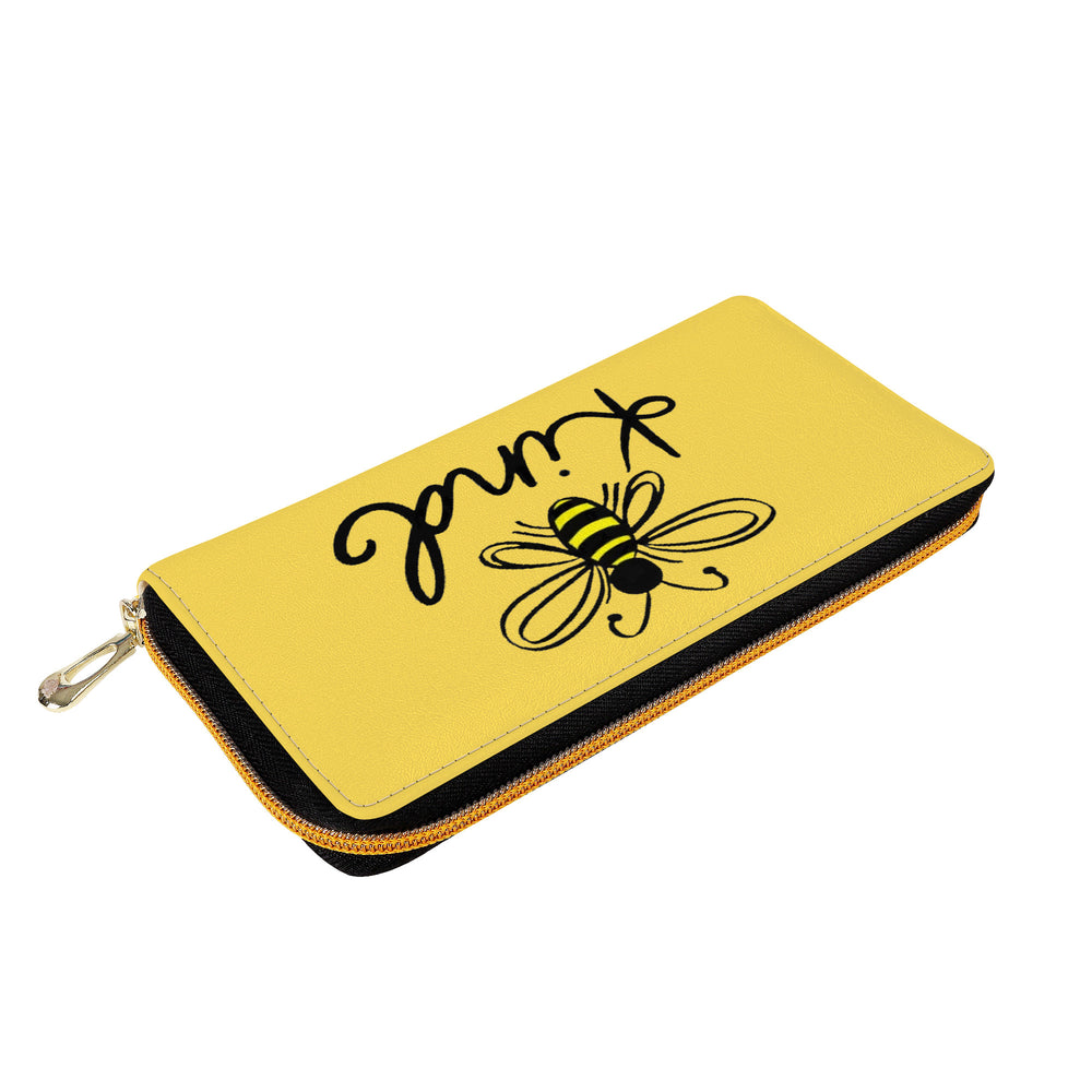 Ti Amo I love you - Exclusive Brand  - Mustard Yellow - Bee Kind - Zipper Purse Clutch Bag