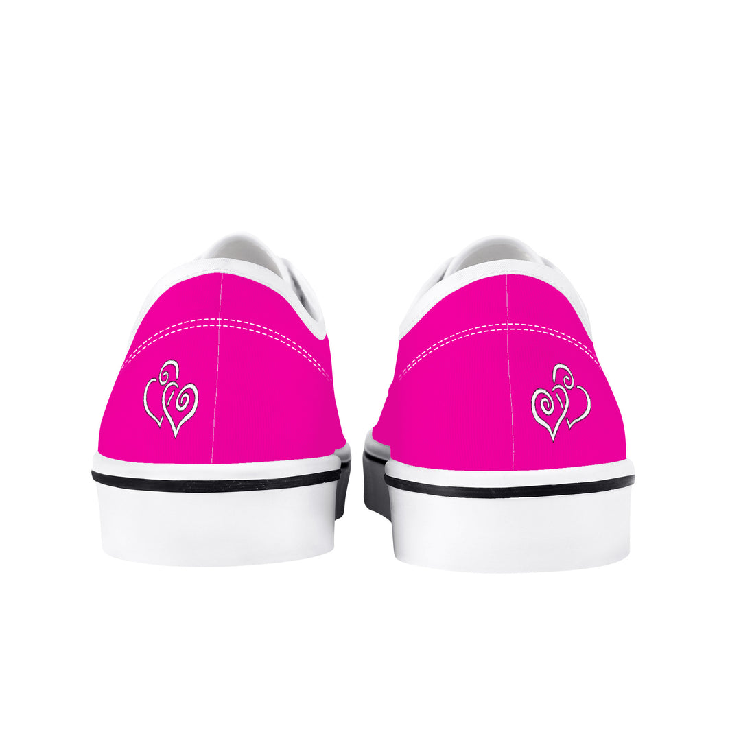 Ti Amo I love you -  Exclusive Brand  - Hollywood Cerise - Double White Heart -  Skate Shoe - White Soles