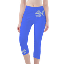 Load image into Gallery viewer, Ti Amo I love you - Exclusive Brand  - Neon Blue - Capri Yoga Leggings - Sizes 2XS-5XL
